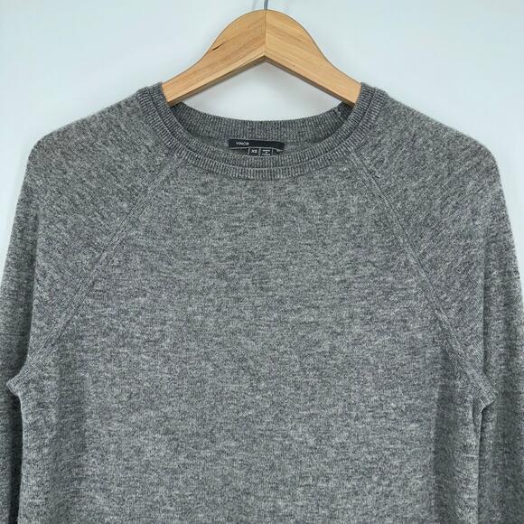 VINCE 100% Cashmere Color Block Crew Neck Sweater Long Sleeve Oversized Gray - Picture 4 of 12